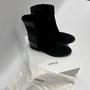 Vince Grayson Suede & Leather Short Boot, Black